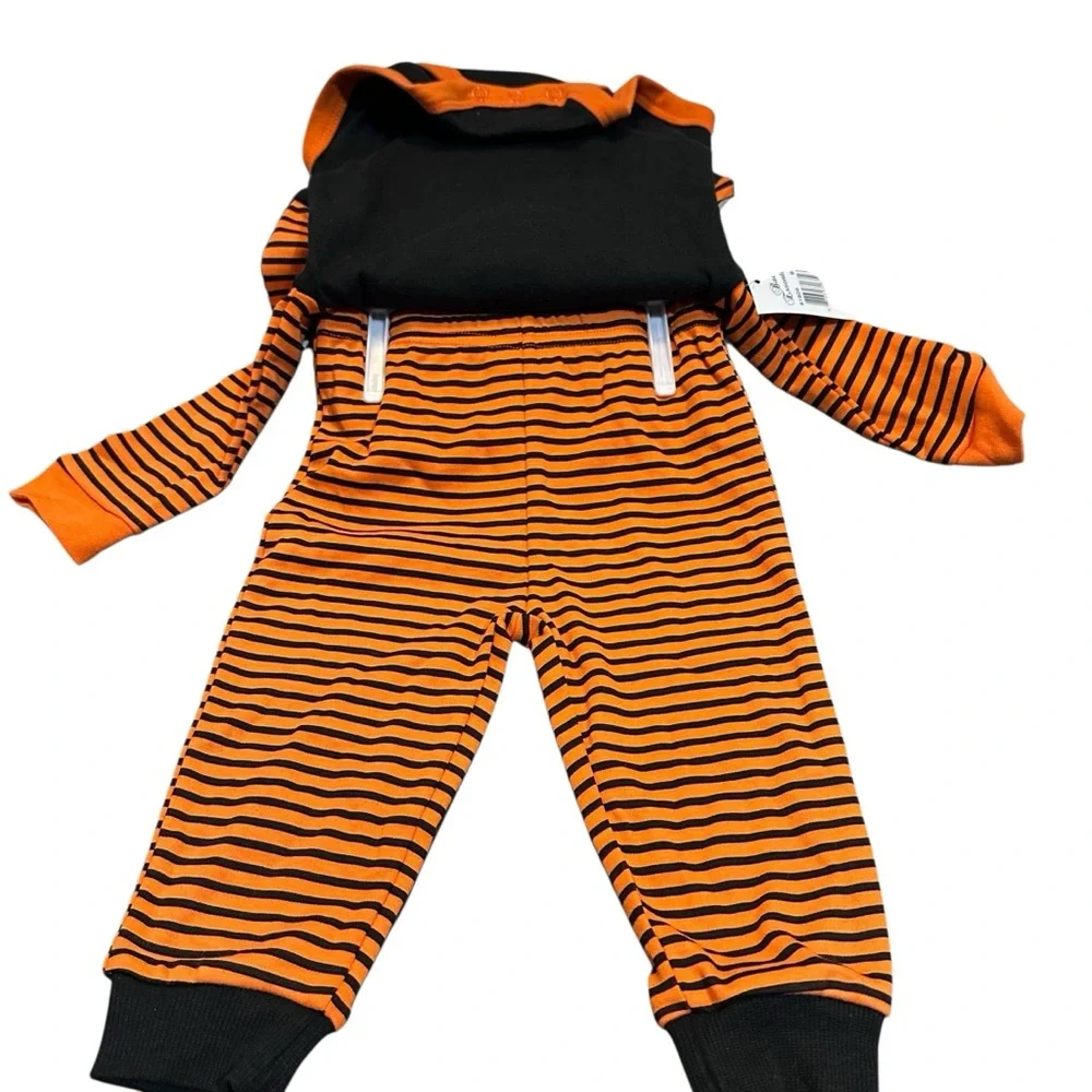 Baby Essentials Black and Orange Halloween Outfit “Scary‎ Handsome” 4-Piece Set